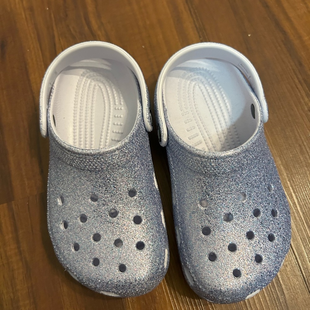 Glitter Crocs Light Purple Sparkly Kids Clogs Shoes Size 1 - Picture 4 of 8
